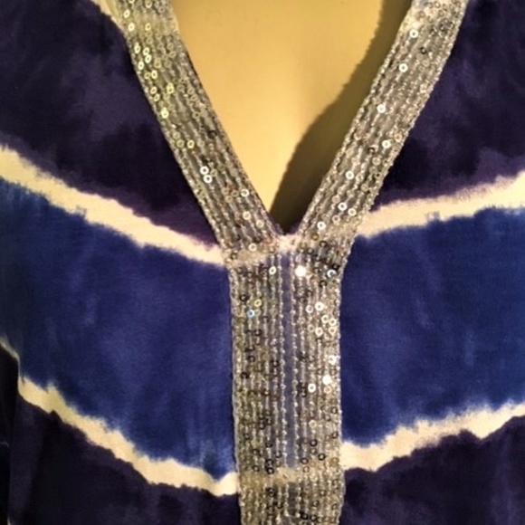 NEW INC GORGEOUS TIE DYE TUNIC TOP SEQUINS 1X - Picture 2 of 8